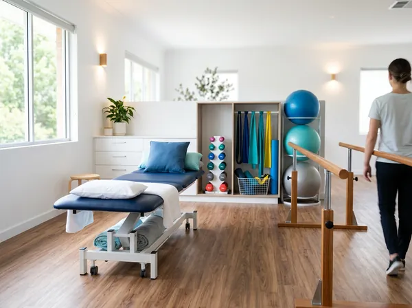 Physiotherapy room with exercise equipment