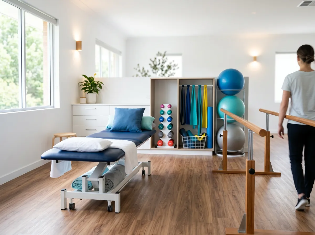 Physiotherapy room with exercise equipment